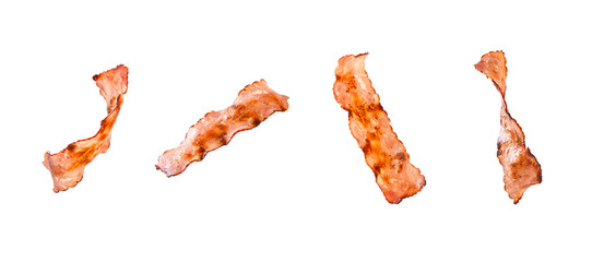 slices of bacon isolated on a white background