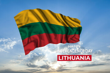 Lithuania independence day card with flag