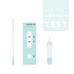 Rapid antigen detection test kit. Nasal swab test. Covid 19. Vector illustration, flat design