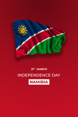 Namibia independence day greetings card with flag