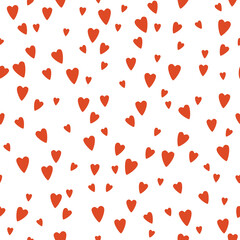 St. Valentine's Day seamless pattern. Red hearts on a white background