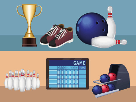 six bowling sport icons