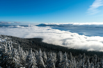 snow covered mountains