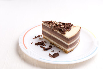 Delicious homemade cake of three lactose-free chocolates