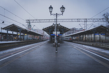 Gdansk, Poland. 02/01/2022. The railway station in Gdańsk in its winter version.