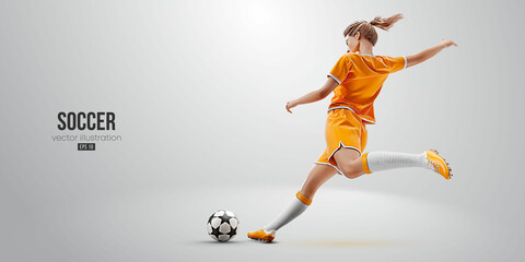 Fototapeta football soccer player woman in action isolated white background. Vector illustration obraz