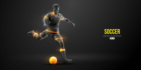 football soccer player man in action isolated black background. Vector illustration © Yevheniia
