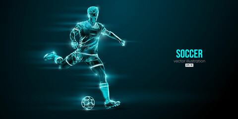 football soccer player man in action isolated blue background. Vector illustration