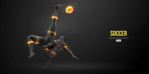 football soccer player man in action isolated black background. Vector illustration