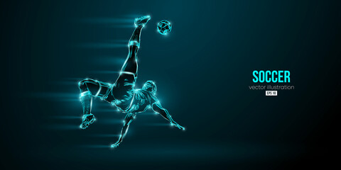 football soccer player man in action isolated blue background. Vector illustration © Yevheniia