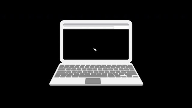 laptop with blank display to insert graphic element. Flat animation, design element template on transparent background, alpha channel.