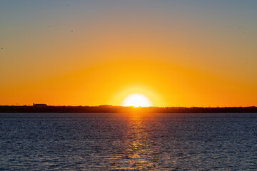 Beautiful sunset landscape over Lake Hefner