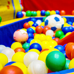 Fototapeta na wymiar Colorful plastic balls from the children's playground