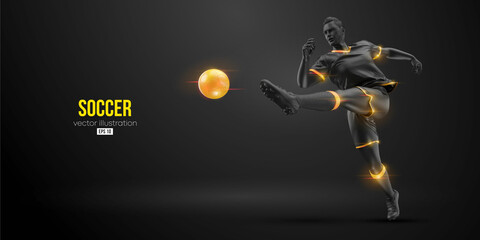football soccer player man in action isolated black background. Vector illustration © Yevheniia