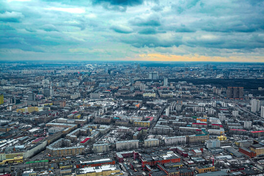 View from Ostankino television tower to Moscow