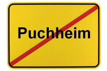 Illustration eines Ortsschildes der Stadt Puchheim © Pixel62