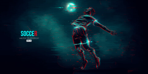 Fototapeta na wymiar football soccer player man in action isolated blue background. Vector illustration
