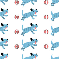 Seamless vector pattern with cute dogs for typography poster, card, label, brochure, flyer, page, banner design. Vector illustration.