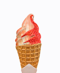 strawberry ice cream cone red isoaled