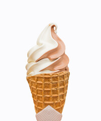 ice cream chocolate cream isolated in white cone summer sweet