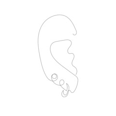 Continuous line drawing of human ear. World deaf day simple one single line sketch. Vector illustration.