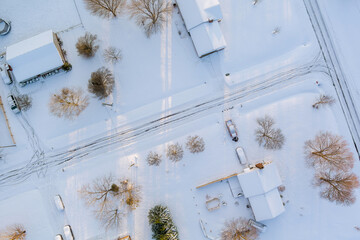 Panorama the aerial view of winter season a Boiling Springs small town of residential district at suburban development