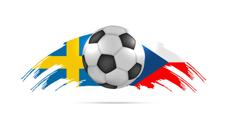 Cup 2022. Path B Sweden vs Czech Republic. Qatar 2022 soccer match. Football  duel versus teams. Vector illustration. © Andrii