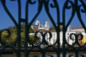Praça da Republica-surrounding buildings-seen from the left bank-Gilao river....