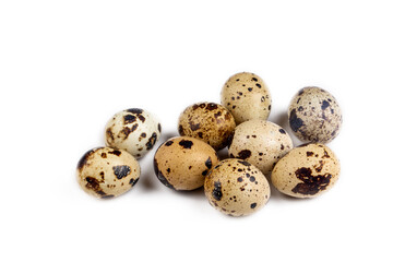 Obraz premium Quail eggs isolated on a white background