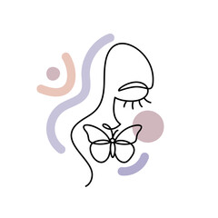 Face of an abstract woman with a butterfly.