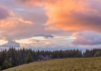 Obraz na płótnie Canvas Mountain valley during sunrise. Natural landscape