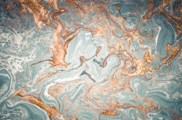 Fototapeta premium Traditional Ottoman Turkish marbling art. Natural Luxury. EBRU- Ancient oriental drawing technique. Extra special and luxurious- ORIENTAL ART. Ripples of agate.