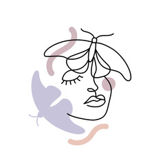 Face of an abstract woman with a butterfly.