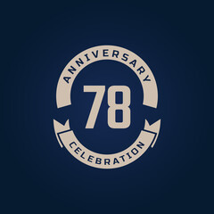 78 Year Anniversary Celebration with Golden Color for Celebration Event, Wedding, Greeting card, and Invitation Isolated on Blue Background