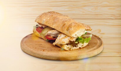 Cheddar Cheese bread sandwich on a wood table