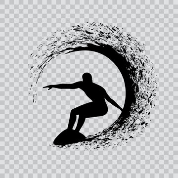 surfer on the wave vector illustration