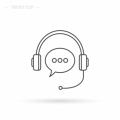 Online support line icon, call operator, customer helpline. Isolated vector illustration