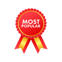 Most popular badge, ribbon isolated on white background, sticker, label. Vector illustration. © DG-Studio