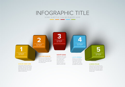 Vector Colorful Multipurpose Infographic with Five Cube Steps