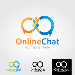 minimal online chat logo template - vector 