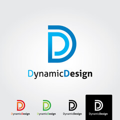 Clean and stylish logo forming the letter D with business card templates.