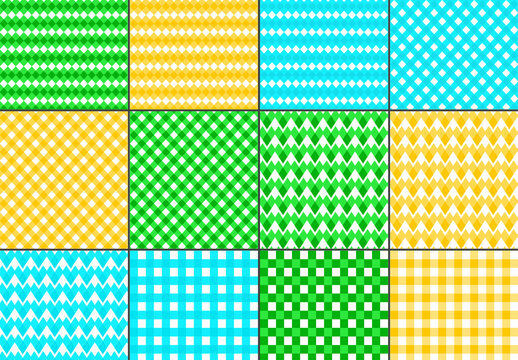 Seamless Bright Geometric Overlay Pattern Set