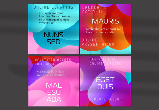 Social Media Post Layout with Fluid  Bright Gradient Shapes