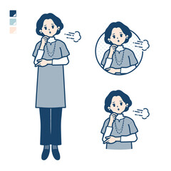 チュニック中年女性がため息をついているイラスト