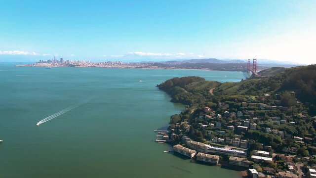Aerial of Sausalito, California.