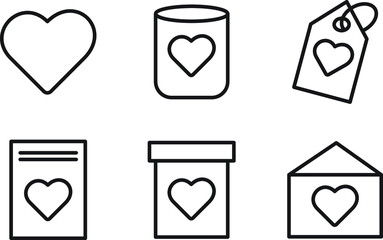 icons for web design. Heart icons for Valentine.