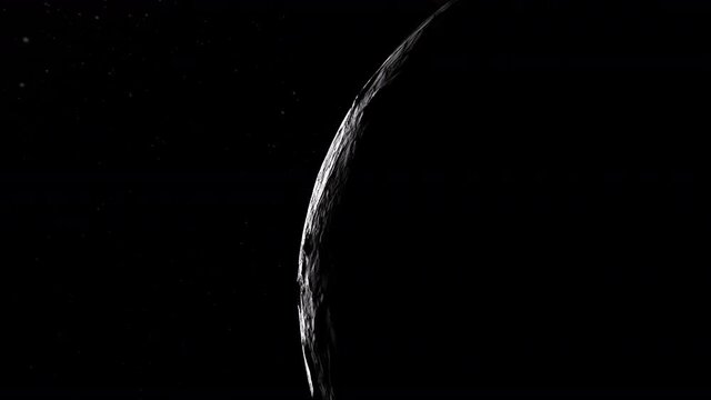 Astronaut stand by in spaceship looking moon outside with 3d rendering.Transition in the end frame.