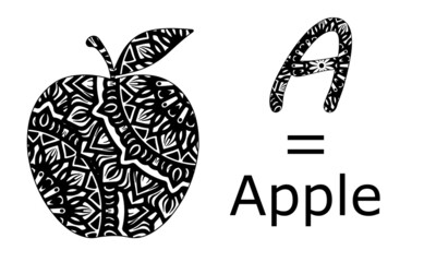 Vector Illustration of an apple mandala, Hand Drawn Decorative Fruit