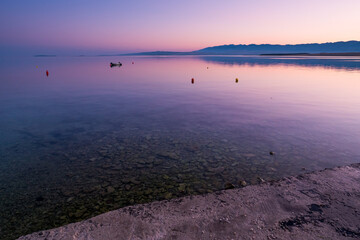Dock, quay on island Vir, Croatia early in the morning
