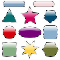 Set of buttons. Colored buttons in modern style. Blank shiny colored buttons. Banner web buttons. Vector illustration.